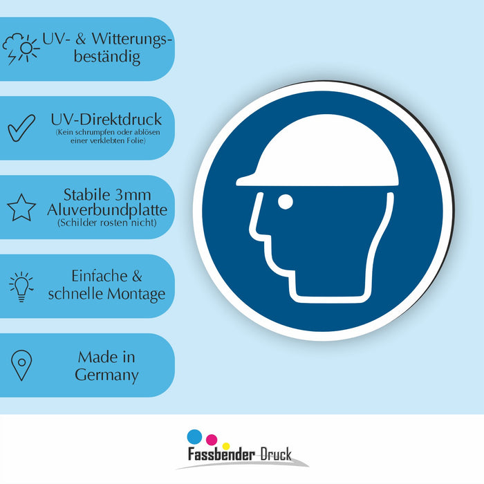 Gebotszeichen Kopfschutz benutzen RUND (M014) nach DIN EN ISO 7010