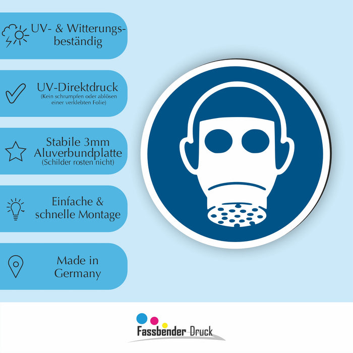 Gebotszeichen Atemschutz benutzen RUND (M017) nach DIN EN ISO 7010