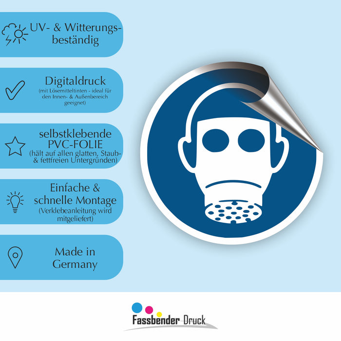 Gebotszeichen Atemschutz benutzen RUND (M017) nach DIN EN ISO 7010