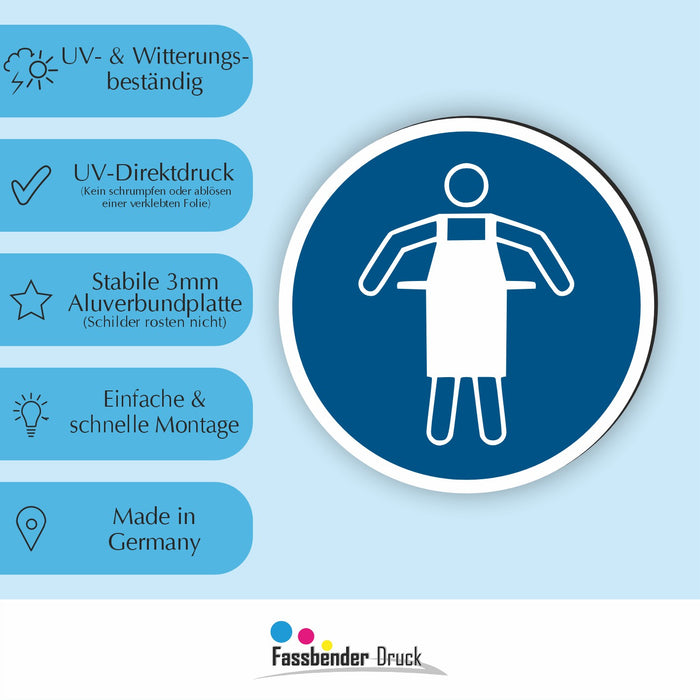 Gebotszeichen Schutzschürze benutzen RUND (M026) nach DIN EN ISO 7010