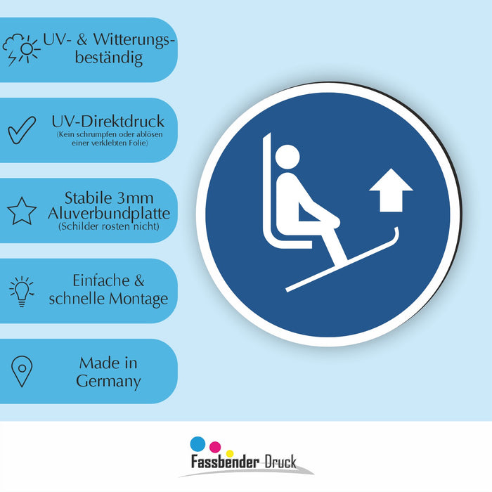 Gebotszeichen Skispitzen anheben RUND (M036) nach DIN EN ISO 7010