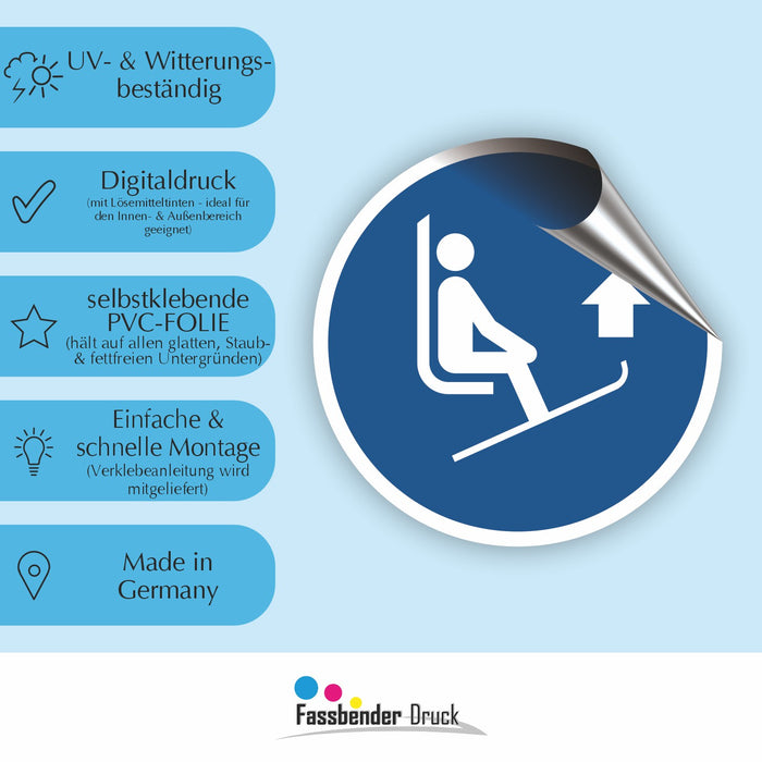 Gebotszeichen Skispitzen anheben RUND (M036) nach DIN EN ISO 7010