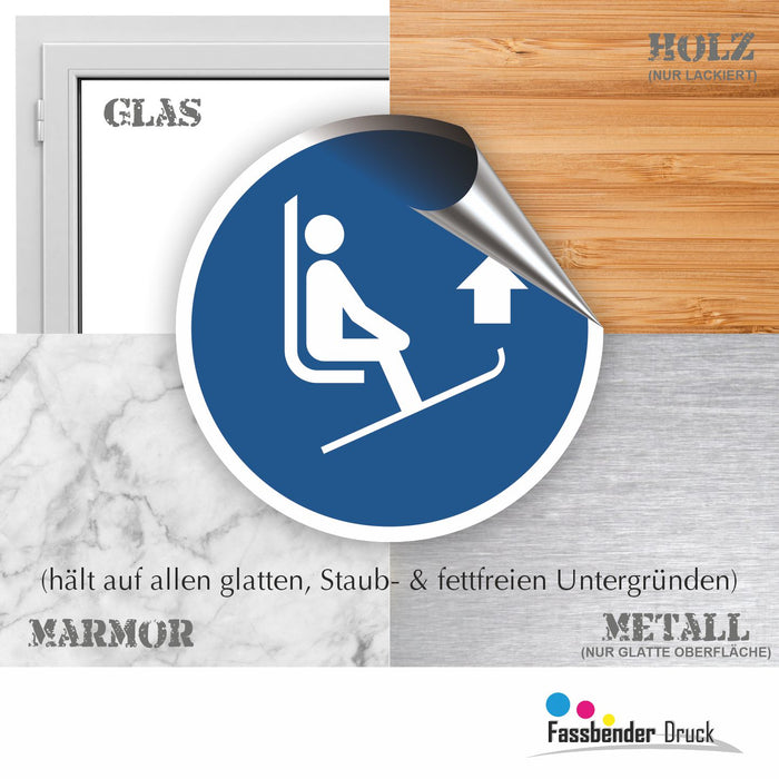 Gebotszeichen Skispitzen anheben RUND (M036) nach DIN EN ISO 7010