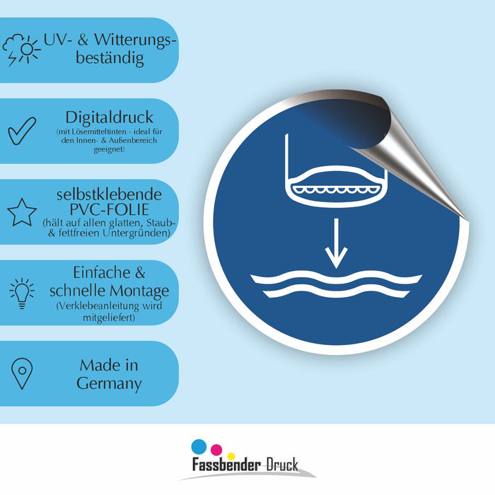 Gebotszeichen Rettungsboot fieren beim Aussetzvorgang RUND (M039) nach DIN EN ISO 7010