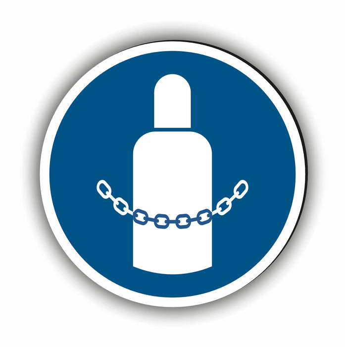 Gebotszeichen Gasflaschen sichern RUND (M046) nach DIN EN ISO 7010