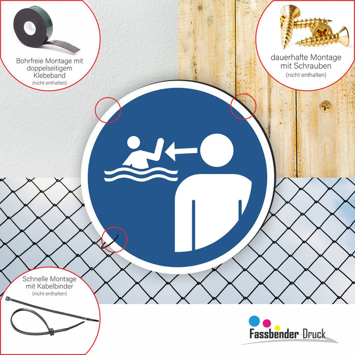 Gebotszeichen Kinder in Wassereinrichtungen beaufsichtigen RUND (M054) nach DIN EN ISO 7010
