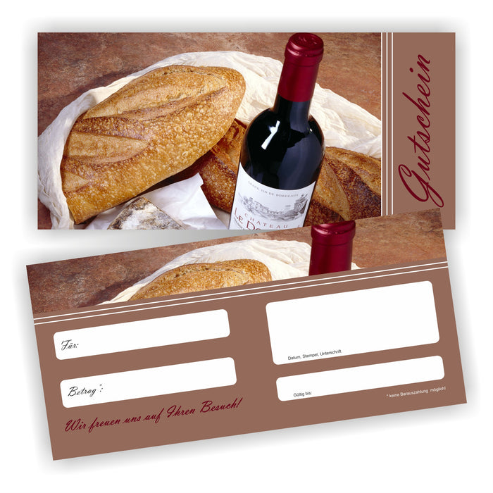 Gastronomie Gutschein mit Umschlag und Logodruck