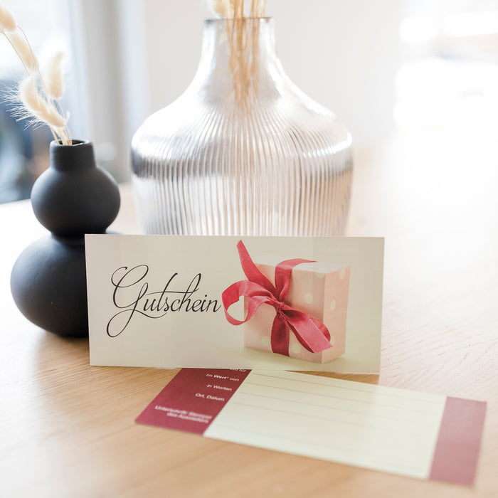 Gutschein mit Umschlag und Logodruck