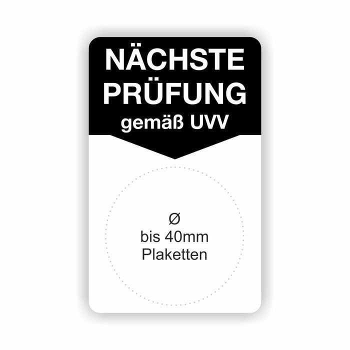NÄCHSTE PRÜFUNG GEMÄß UVV 40x80mm Grundetiketten / Grundträger / Untergrund
