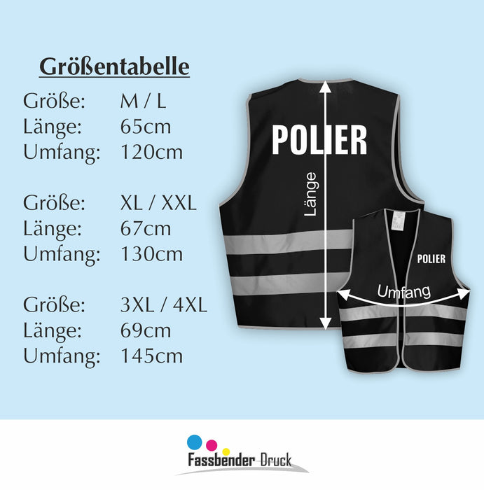 POLIER Warnweste | Signalweste | Sicherheitsweste nach ISO 20471 | 6 Farben + 3 Größen