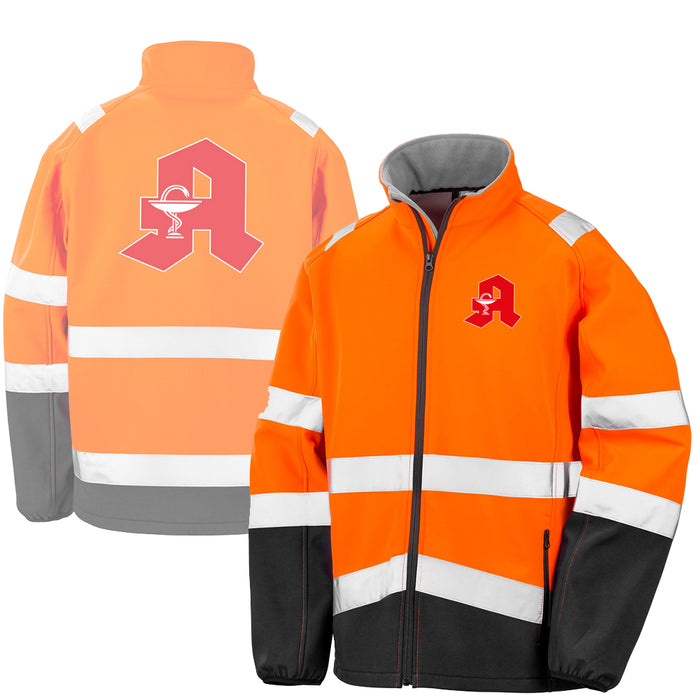 APOTHEKE Softshell Warnjacke / Sicherheitsjacke mit Reißverschluss und Taschen