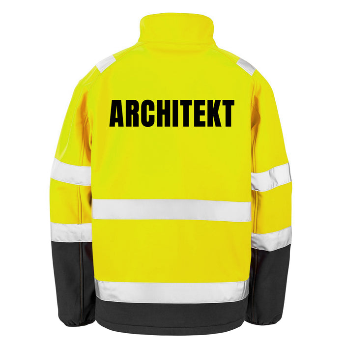 ARCHITEKT Softshell Warnjacke / Sicherheitsjacke mit Reißverschluss und Taschen