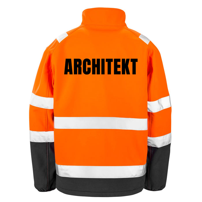 ARCHITEKT Softshell Warnjacke / Sicherheitsjacke mit Reißverschluss und Taschen