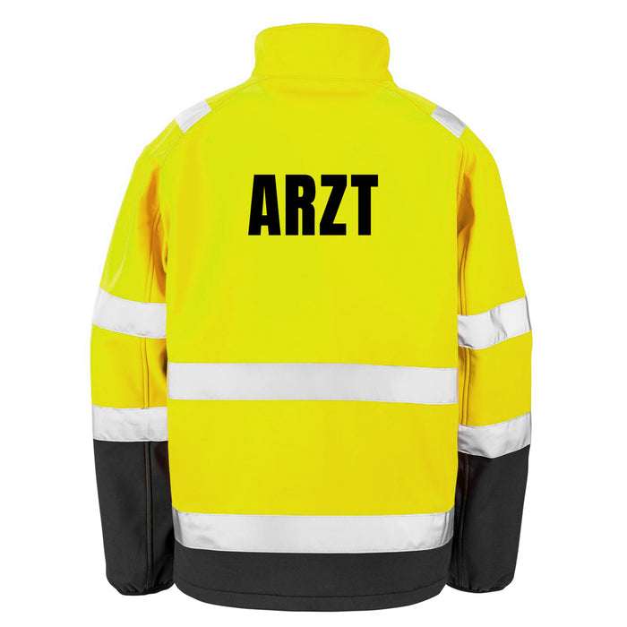 ARZT Softshell Warnjacke / Sicherheitsjacke mit Reißverschluss und Taschen