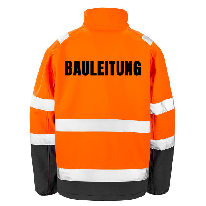 BAULEITUNG Softshell Warnjacke / Sicherheitsjacke mit Reißverschluss und Taschen