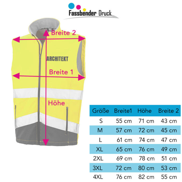 ARCHITEKT Softshell Warnweste mit Reißverschluss und Taschen