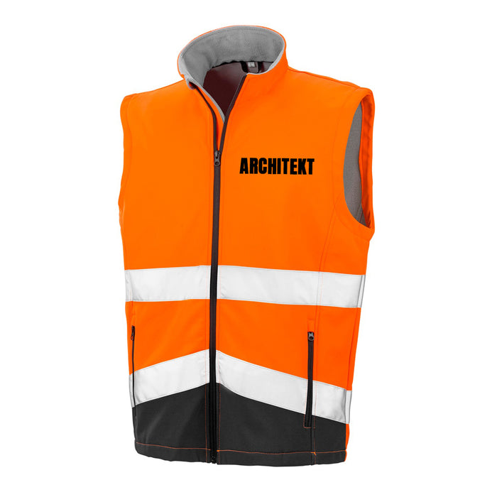 ARCHITEKT Softshell Warnweste mit Reißverschluss und Taschen