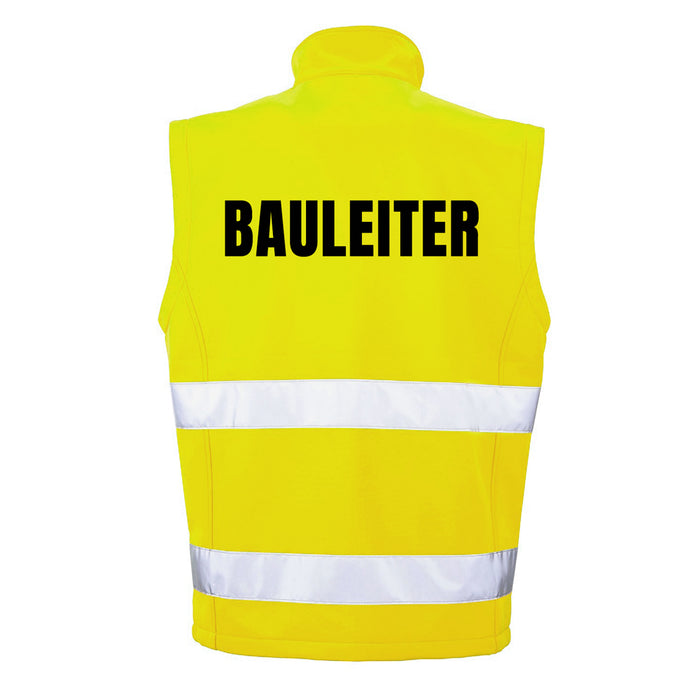 BAULEITER Softshell Warnweste mit Reißverschluss und Taschen