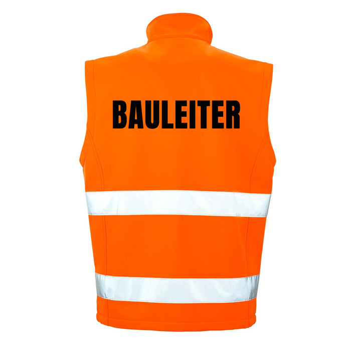 BAULEITER Softshell Warnweste mit Reißverschluss und Taschen