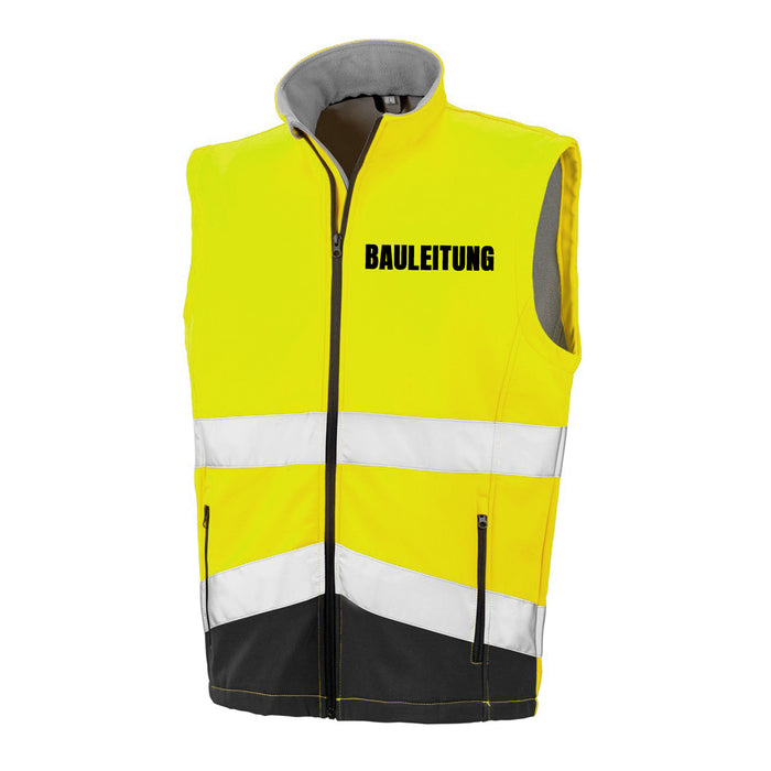 BAULEITUNG Softshell Warnweste mit Reißverschluss und Taschen