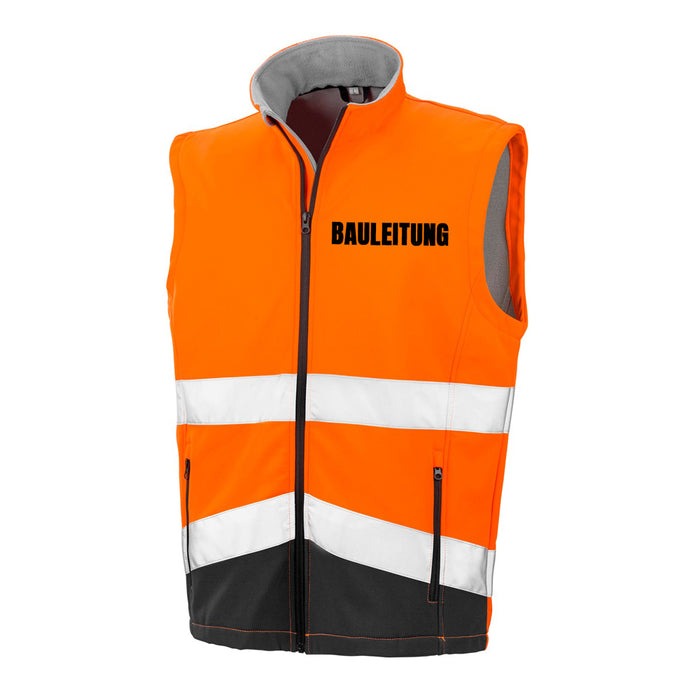 BAULEITUNG Softshell Warnweste mit Reißverschluss und Taschen