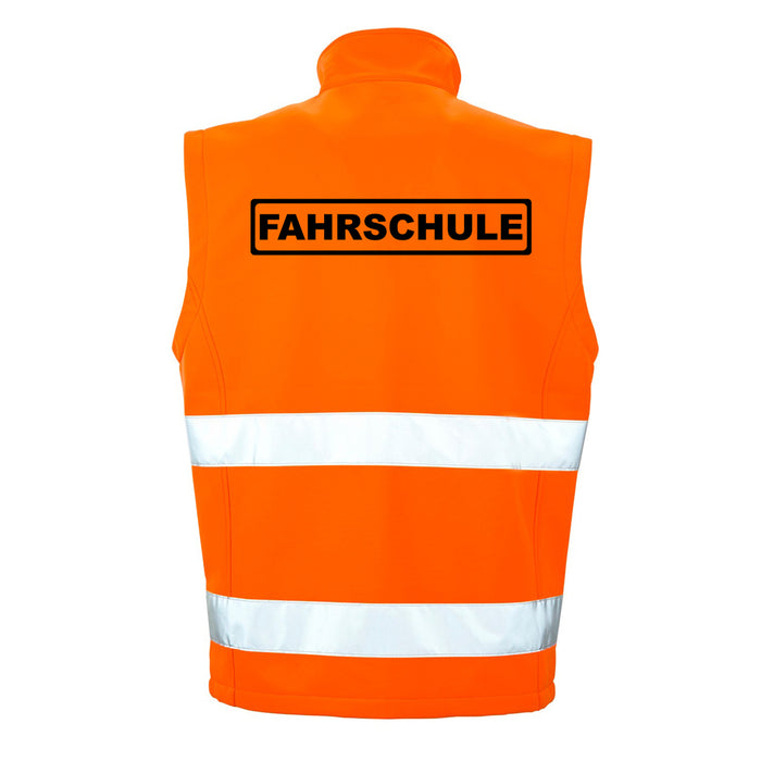 FAHRSCHULE Softshell Warnweste mit Reißverschluss und Taschen