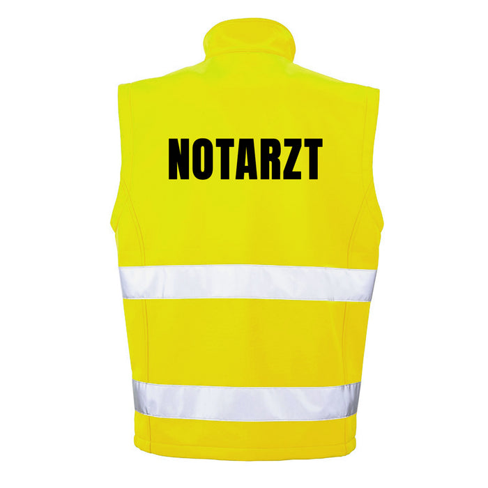 NOTARZT Softshell Warnweste mit Reißverschluss und Taschen