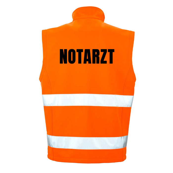 NOTARZT Softshell Warnweste mit Reißverschluss und Taschen