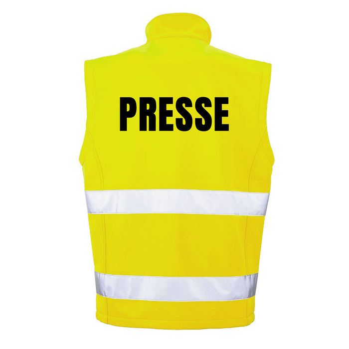 PRESSE Softshell Warnweste mit Reißverschluss und Taschen