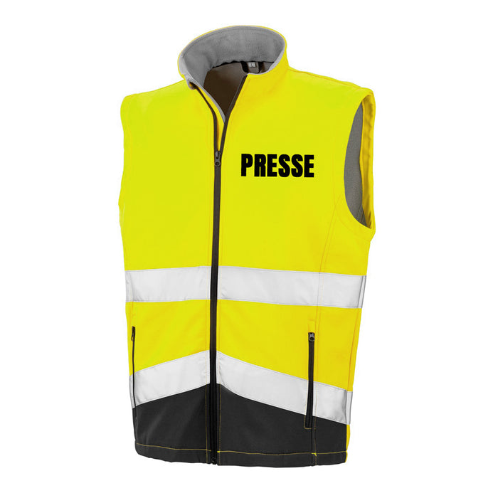 PRESSE Softshell Warnweste mit Reißverschluss und Taschen