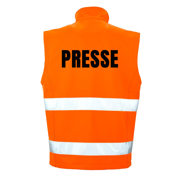 PRESSE Softshell Warnweste mit Reißverschluss und Taschen