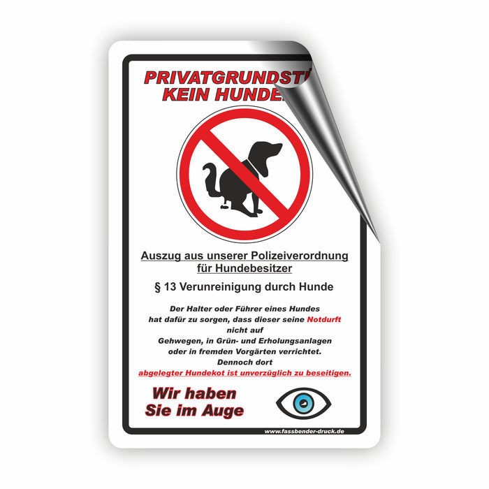 T-001 Privatgrundstück - Kein Hundeklo Schild / Kein Hundekot