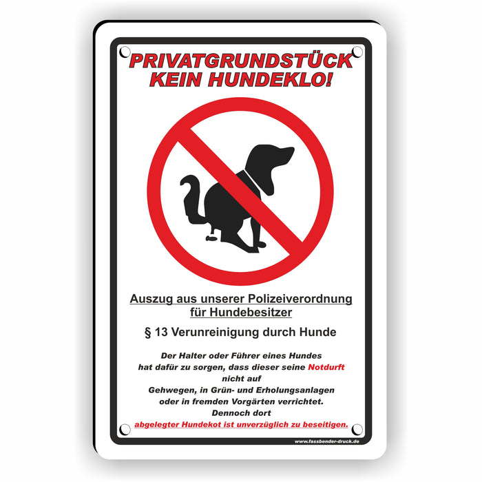 T-002 Privatgrundstück - Kein Hundeklo Schild / Kein Hundekot