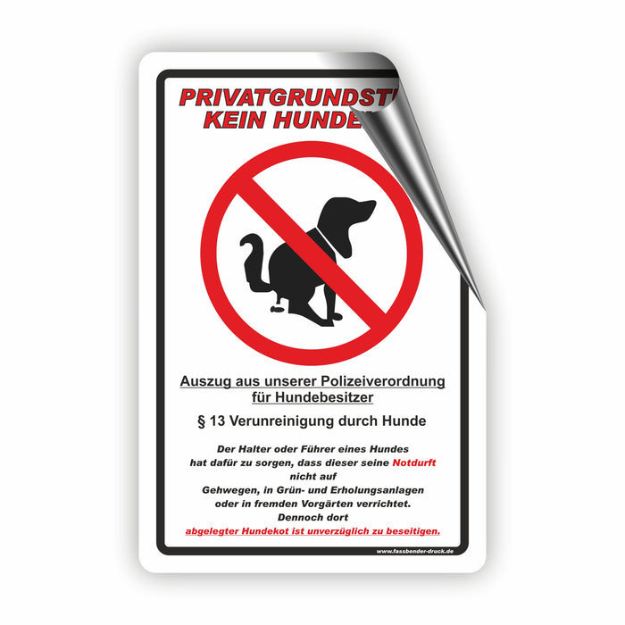 T-002 Privatgrundstück - Kein Hundeklo Schild / Kein Hundekot