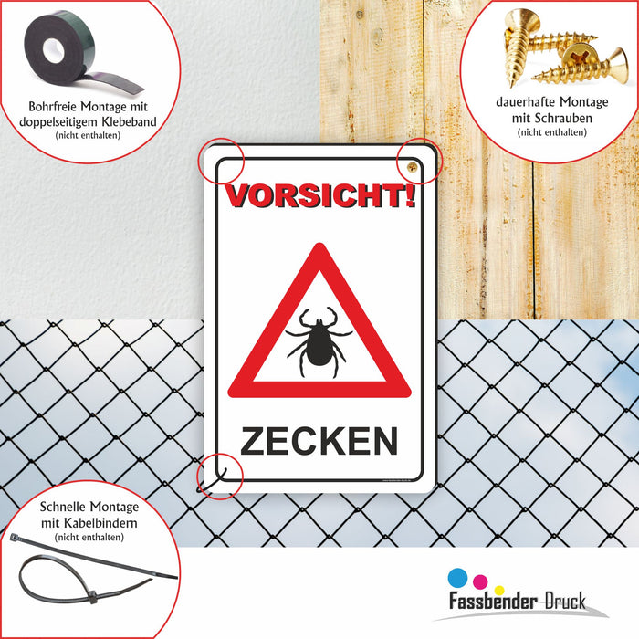 T-005 VORSICHT ZECKEN SCHILD / ZECKENGEFAHR / ZECKENGEBIET