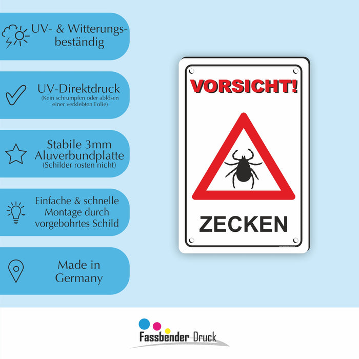 T-005 VORSICHT ZECKEN SCHILD / ZECKENGEFAHR / ZECKENGEBIET