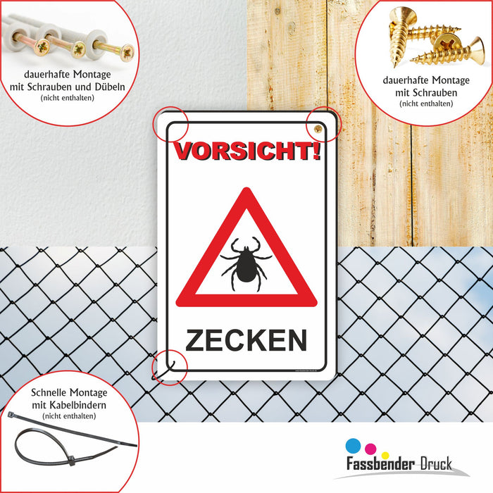 T-005 VORSICHT ZECKEN SCHILD / ZECKENGEFAHR / ZECKENGEBIET