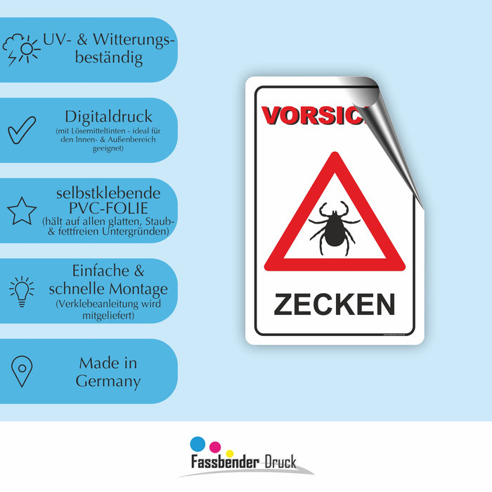 T-005 VORSICHT ZECKEN SCHILD / ZECKENGEFAHR / ZECKENGEBIET