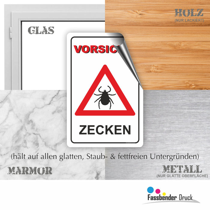 T-005 VORSICHT ZECKEN SCHILD / ZECKENGEFAHR / ZECKENGEBIET