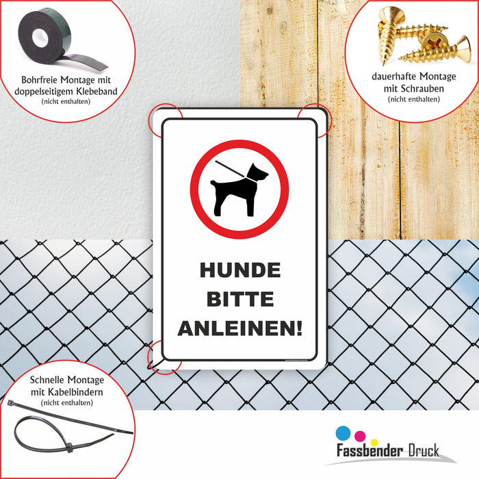 T-006 HUNDE BITTE ANLEINEN / HUNDE AN DER LEINE SCHILD