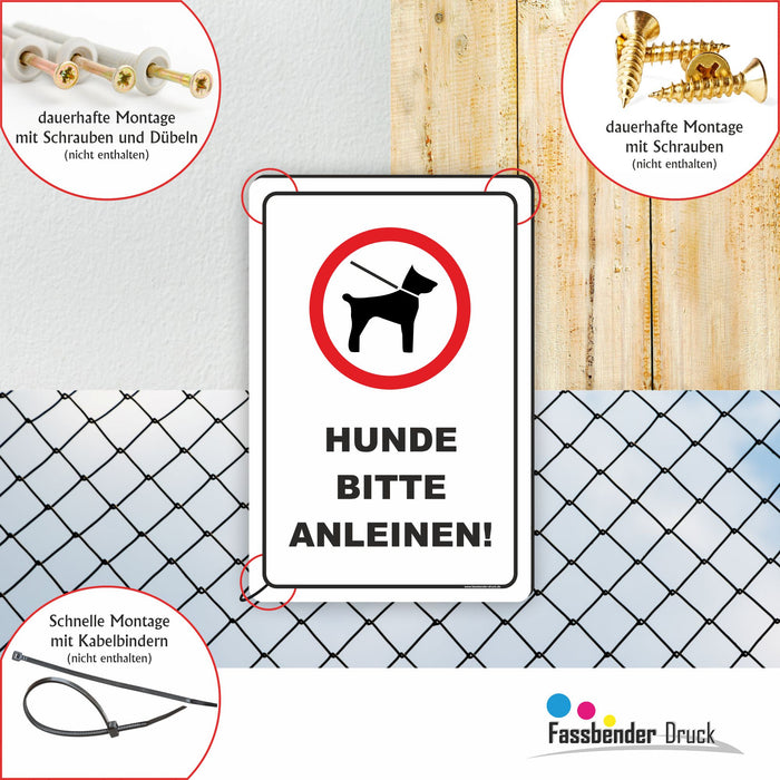 T-006 HUNDE BITTE ANLEINEN / HUNDE AN DER LEINE SCHILD