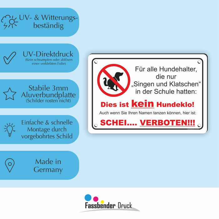 T-007 Singen und Klatschen - Kein Hundeklo Schild / Kein Hundekot