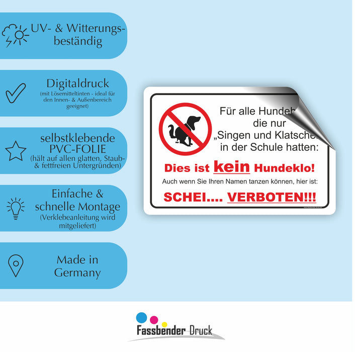 T-007 Singen und Klatschen - Kein Hundeklo Schild / Kein Hundekot