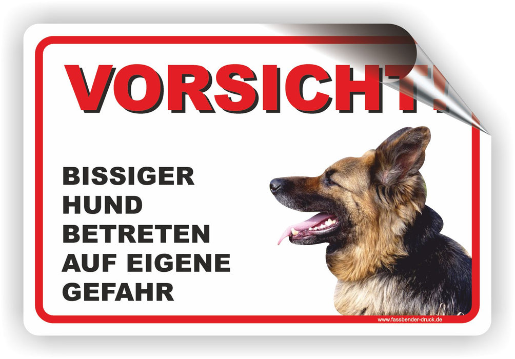 VORSICHT! Bissiger Hund / Betreten auf eigene Gefahr