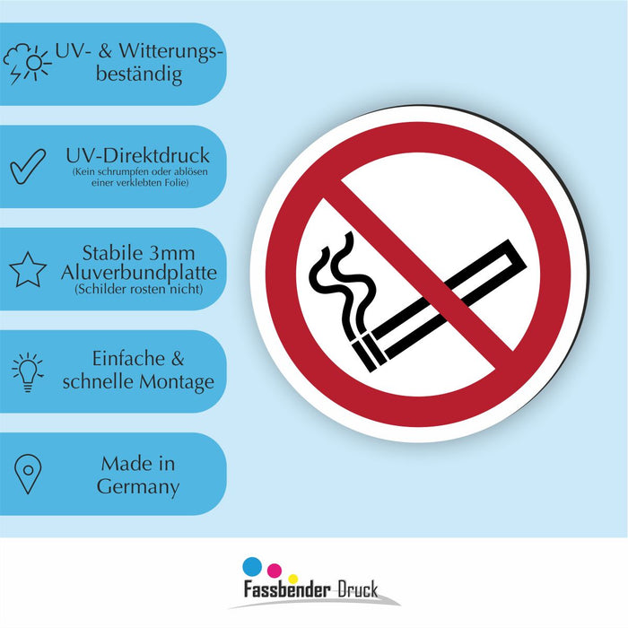 Verbotszeichen Rauchen verboten RUND (P002) Piktogram nach DIN EN ISO 7010