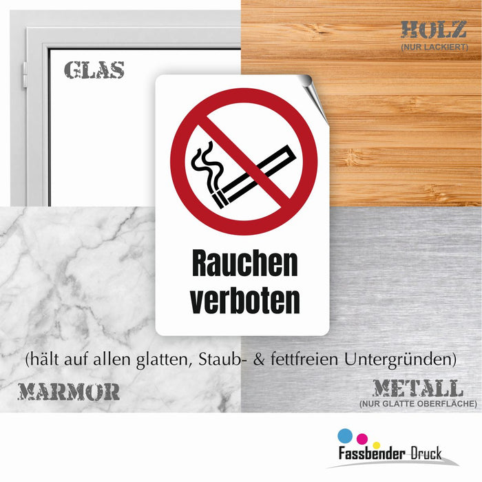 Verbotszeichen / Verbotsschild Rauchen verboten (P002) - zum markieren von Verbotszonen nach DIN EN ISO 7010