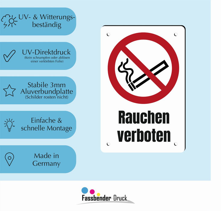 Verbotszeichen / Verbotsschild Rauchen verboten (P002) - zum markieren von Verbotszonen nach DIN EN ISO 7010