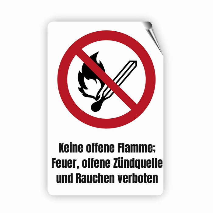 Verbotszeichen / Verbotsschild Keine offene Flamme (P003) - zum markieren von Verbotszonen nach DIN EN ISO 7010