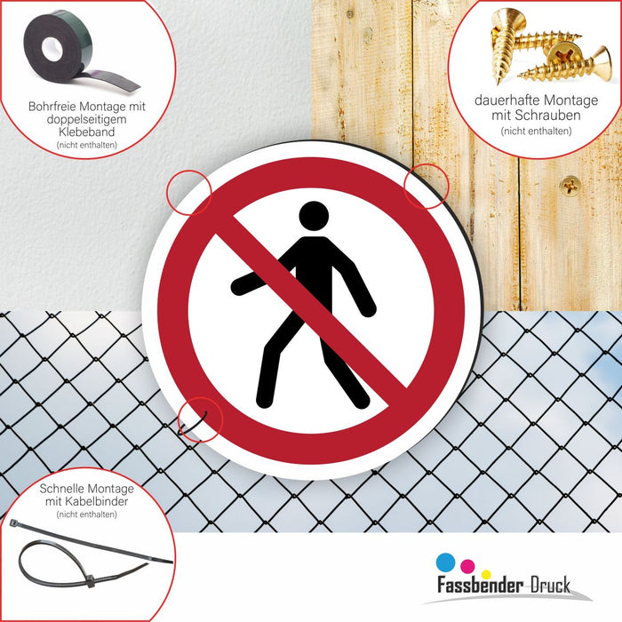Verbotszeichen Für Fußgänger verboten RUND (P004) Piktogram nach DIN EN ISO 7010