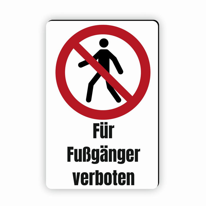 Verbotszeichen / Verbotsschild Für Fußgänger verboten (P004) - zum markieren von Verbotszonen nach DIN EN ISO 7010